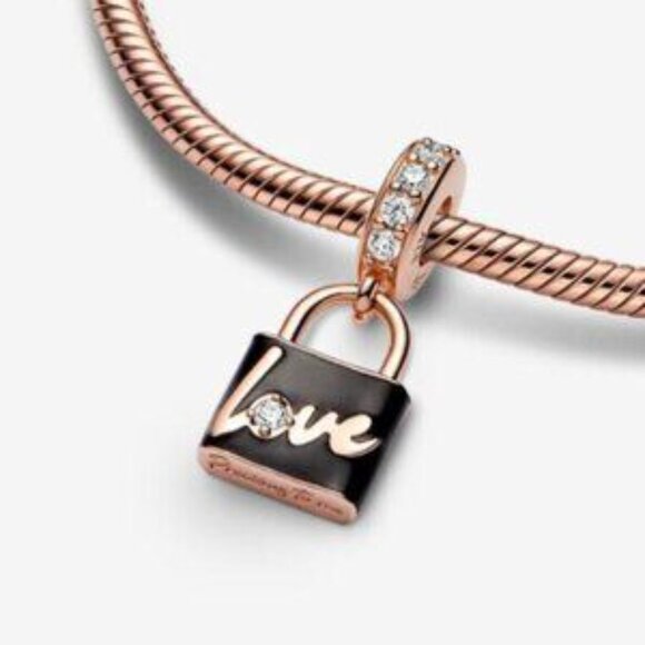 Pandora Rose Gold Love Padlock Dangle Charm - Picture 2 of 3
